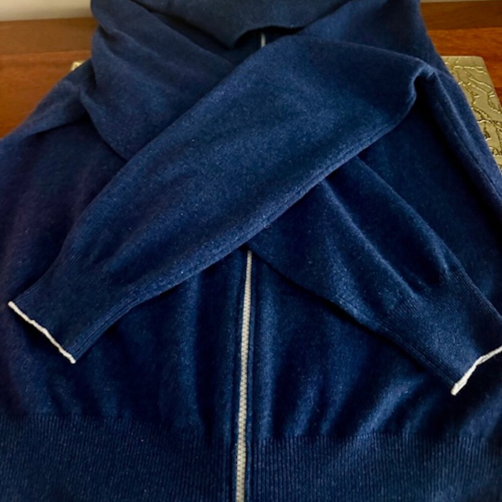 Brunello Cucinelli Full Zip Cashmere Sweater Azure Blue, SZ 50 EU, Med. $2000 RT - Picture 11 of 12